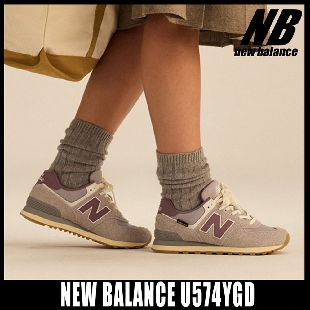NEW BALANCE UNISEX U574YGD Rain Cloud Grey GREY & PURPLE SIZE 11.5 NEW - Picture 2 of 16